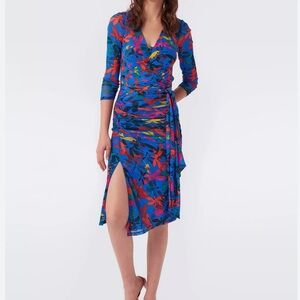 Diane von Furstenberg Lando Dress Libellule Medium Deep Blue Midi Dress size S